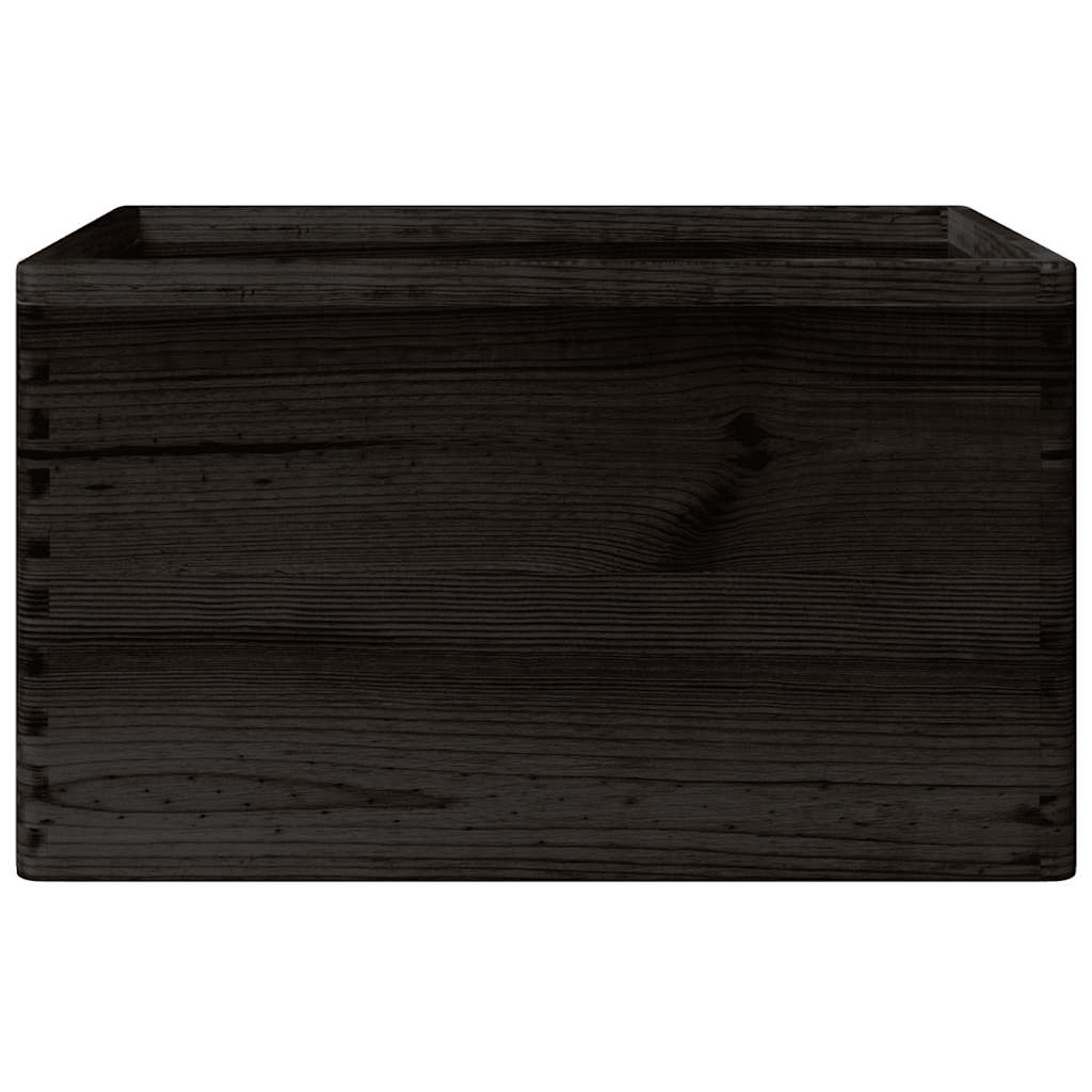 Houten kist met handvatten 40x30x23 cm massief grenenhout zwart is nu te koop bij PeponiXL, paradijselijk wonen!