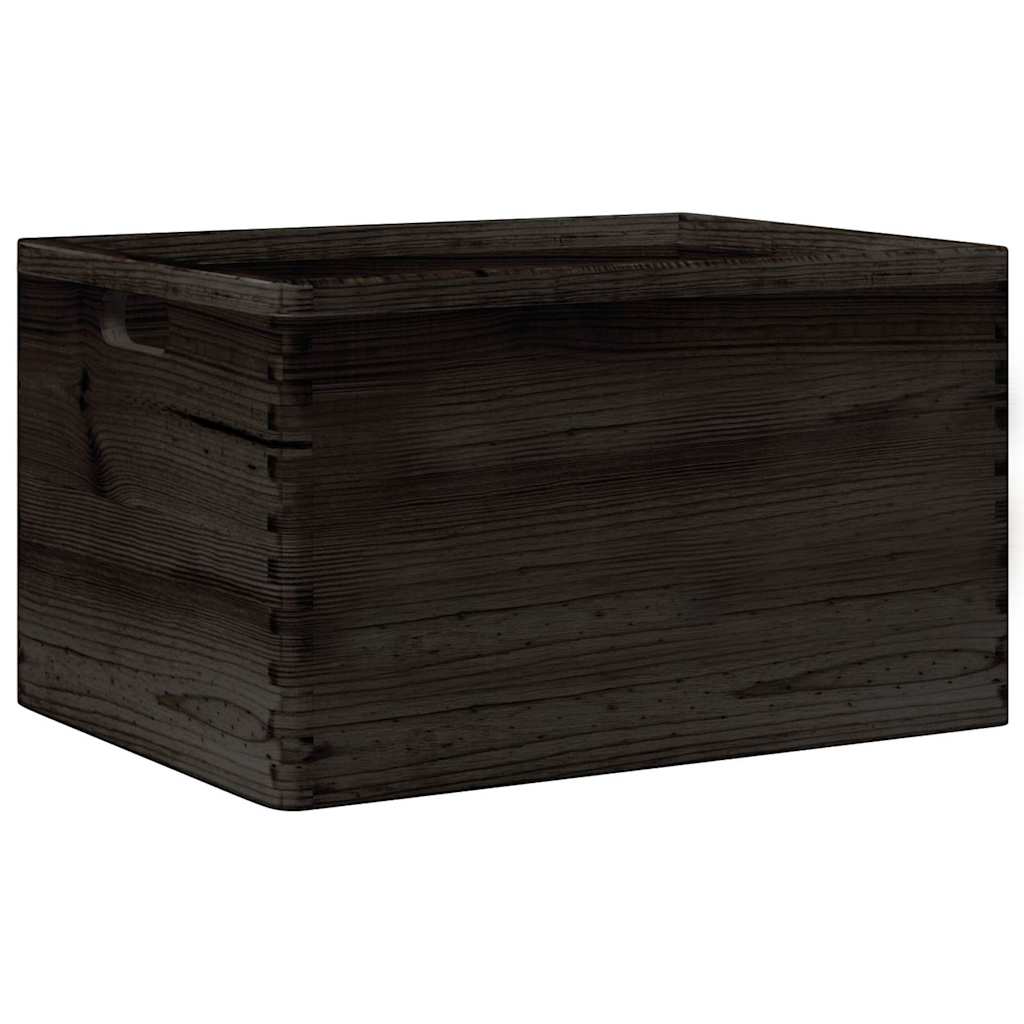Houten kist met handvatten 40x30x23 cm massief grenenhout zwart is nu te koop bij PeponiXL, paradijselijk wonen!
