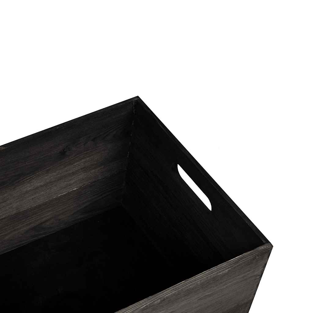 Houten kist met handvatten 40x30x23 cm massief grenenhout zwart is nu te koop bij PeponiXL, paradijselijk wonen!