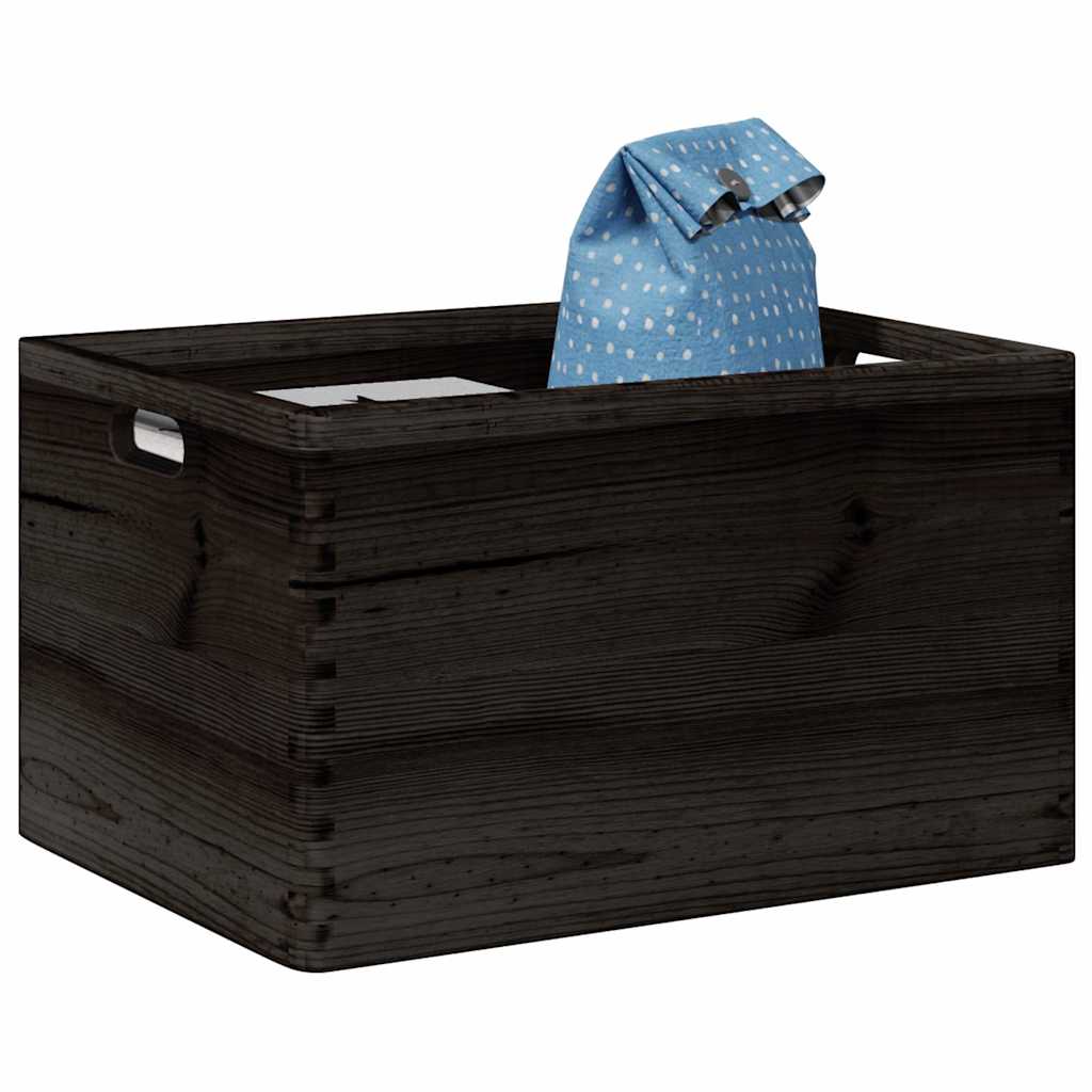 Houten kist met handvatten 40x30x23 cm massief grenenhout zwart is nu te koop bij PeponiXL, paradijselijk wonen!