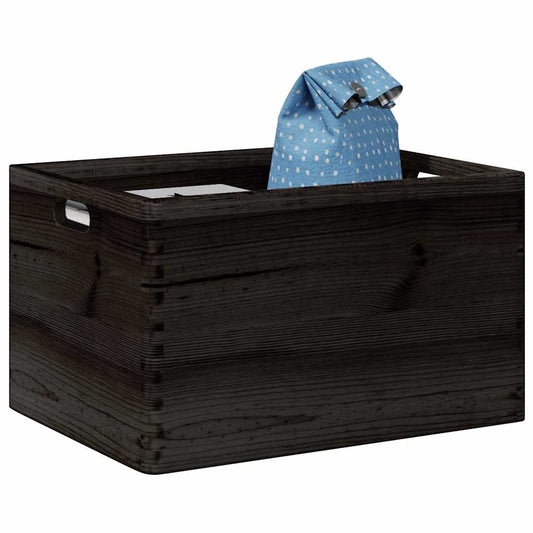 Houten kist met handvatten 40x30x23 cm massief grenenhout zwart is nu te koop bij PeponiXL, paradijselijk wonen!