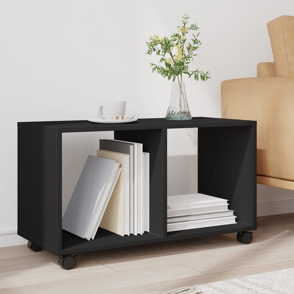 Rolkast 72x33x42,5 cm bewerkt hout zwart is nu te koop bij PeponiXL, paradijselijk wonen!