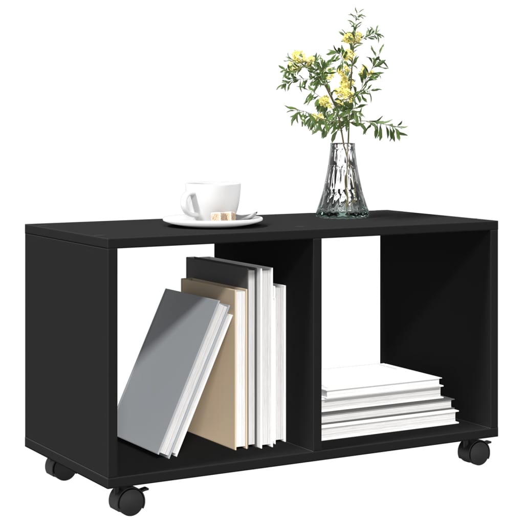 Rolkast 72x33x42,5 cm bewerkt hout zwart is nu te koop bij PeponiXL, paradijselijk wonen!