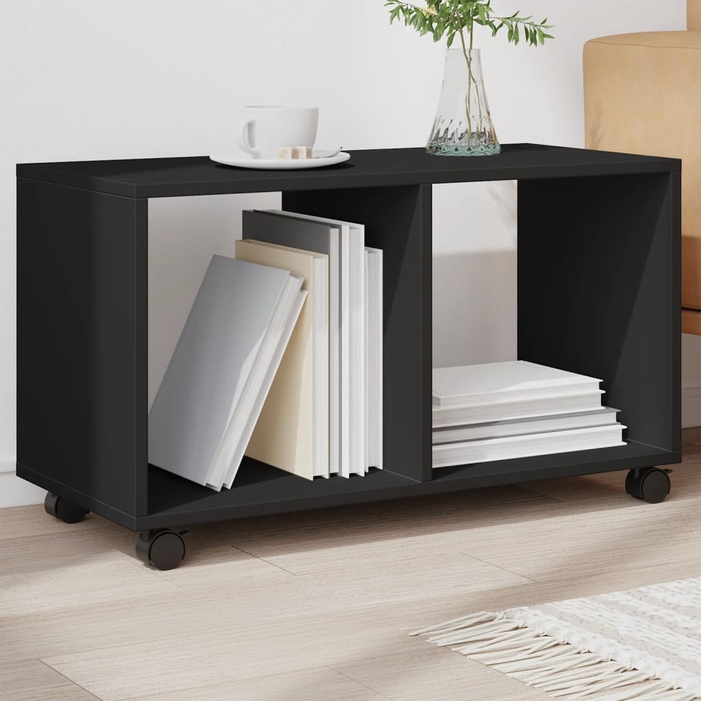Rolkast 72x33x42,5 cm bewerkt hout zwart is nu te koop bij PeponiXL, paradijselijk wonen!