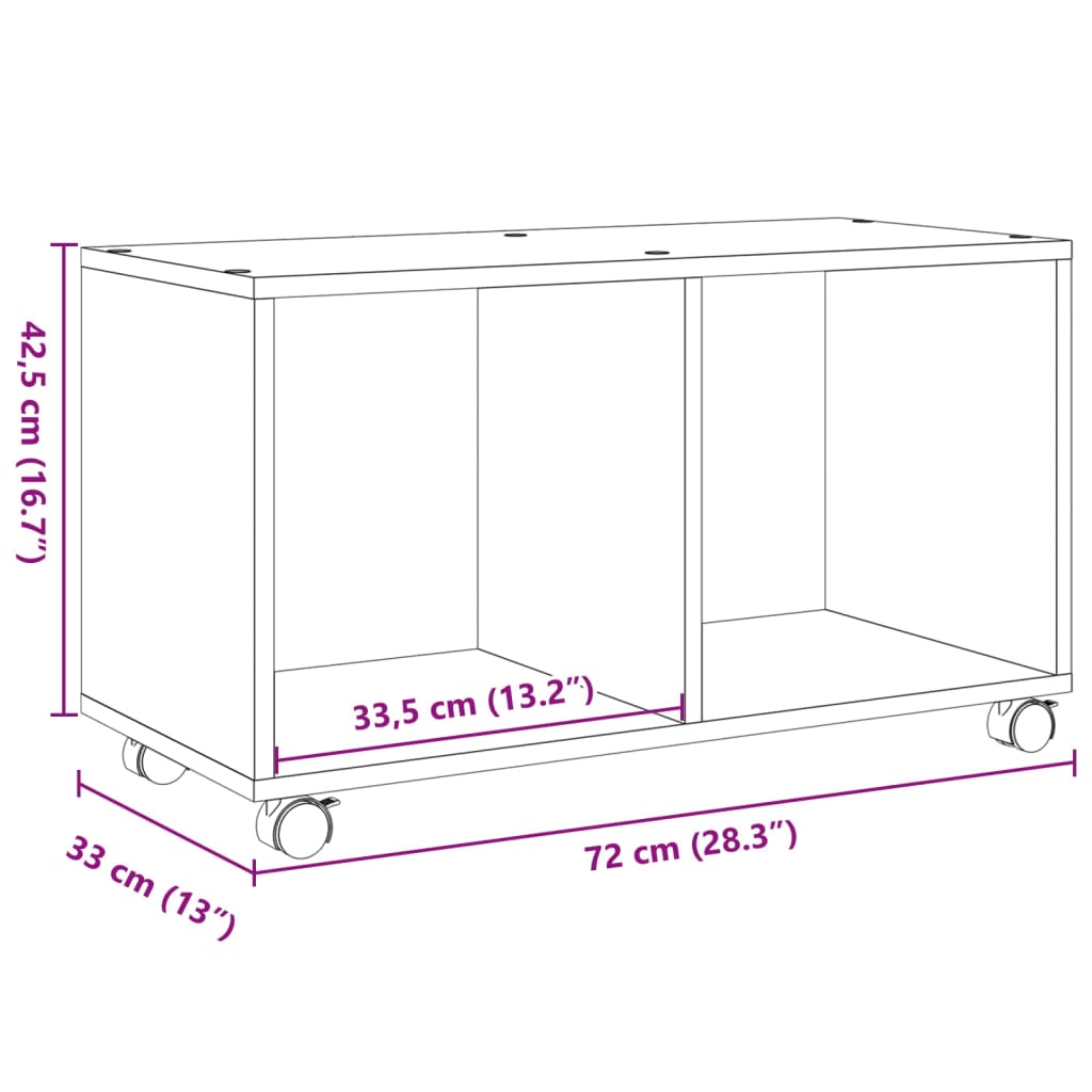 Rolkast 72x33x42,5 cm bewerkt hout gerookt eikenkleurig is nu te koop bij PeponiXL, paradijselijk wonen!