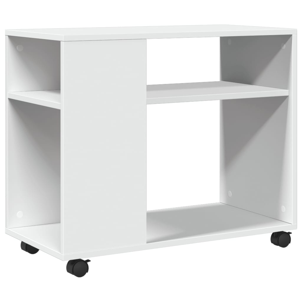 Bijzettafel met wieltjes 70x35x60 cm bewerkt hout wit is nu te koop bij PeponiXL, paradijselijk wonen!
