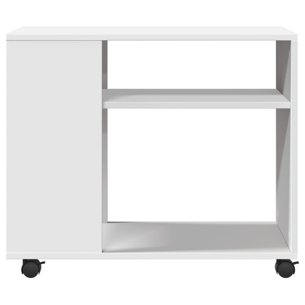 Bijzettafel met wieltjes 70x35x60 cm bewerkt hout wit is nu te koop bij PeponiXL, paradijselijk wonen!