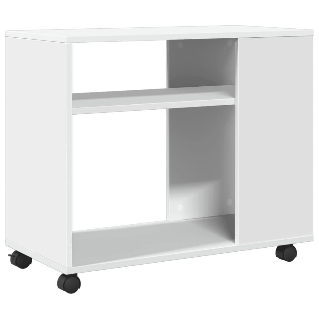 Bijzettafel met wieltjes 70x35x60 cm bewerkt hout wit is nu te koop bij PeponiXL, paradijselijk wonen!
