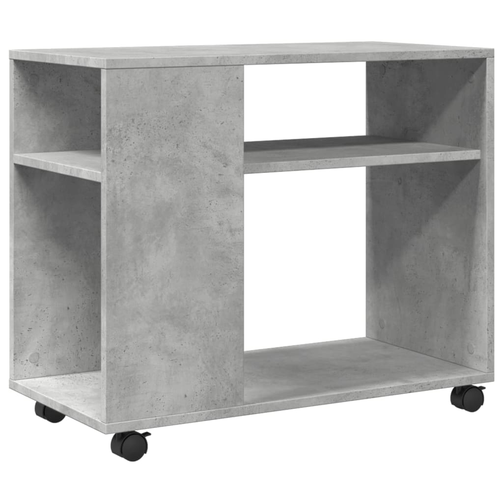 Bijzettafel met wielen 70x35x60 cm bewerkt hout betongrijs is nu te koop bij PeponiXL, paradijselijk wonen!