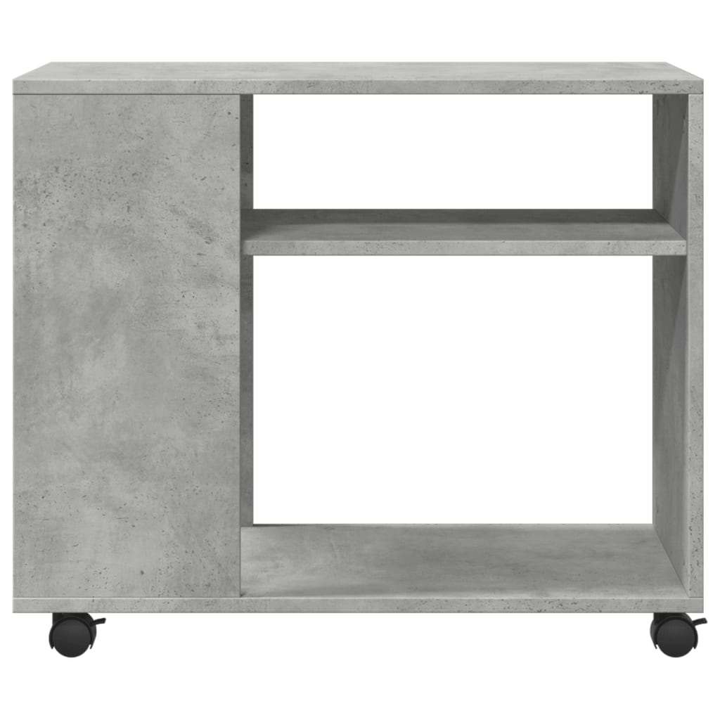 Bijzettafel met wielen 70x35x60 cm bewerkt hout betongrijs is nu te koop bij PeponiXL, paradijselijk wonen!