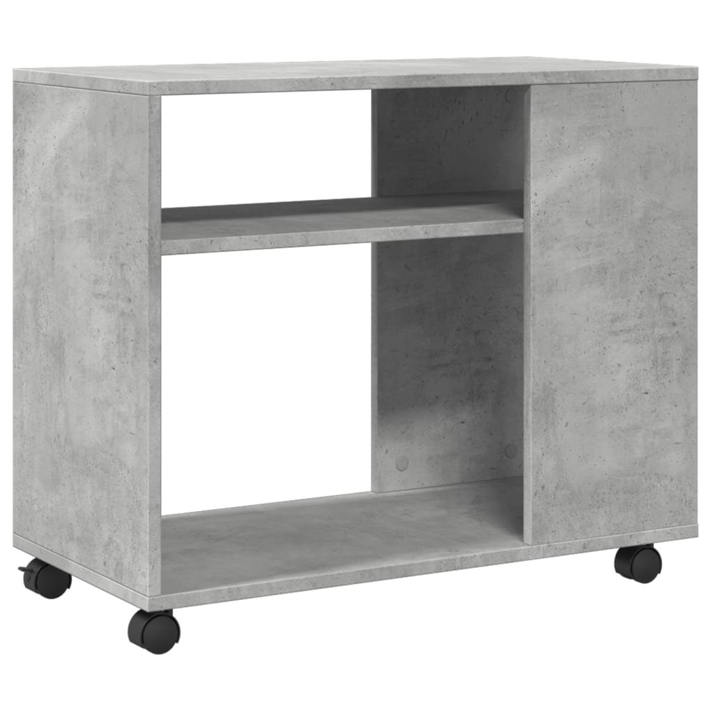 Bijzettafel met wielen 70x35x60 cm bewerkt hout betongrijs is nu te koop bij PeponiXL, paradijselijk wonen!