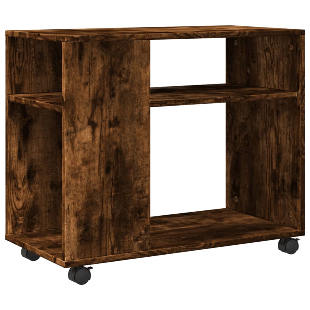 Bijzettafel met wieltjes 70x35x60 cm hout gerookt eikenkleurig is nu te koop bij PeponiXL, paradijselijk wonen!