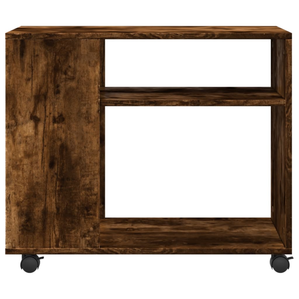 Bijzettafel met wieltjes 70x35x60 cm hout gerookt eikenkleurig is nu te koop bij PeponiXL, paradijselijk wonen!