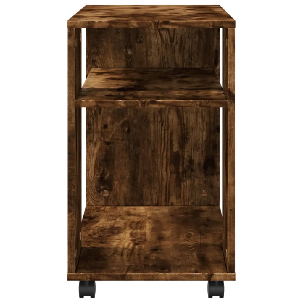 Bijzettafel met wieltjes 70x35x60 cm hout gerookt eikenkleurig is nu te koop bij PeponiXL, paradijselijk wonen!