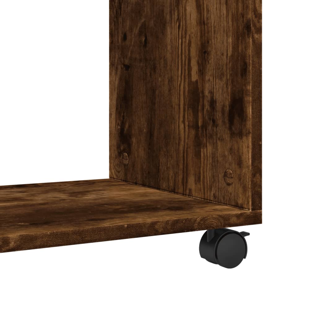 Bijzettafel met wieltjes 70x35x60 cm hout gerookt eikenkleurig is nu te koop bij PeponiXL, paradijselijk wonen!