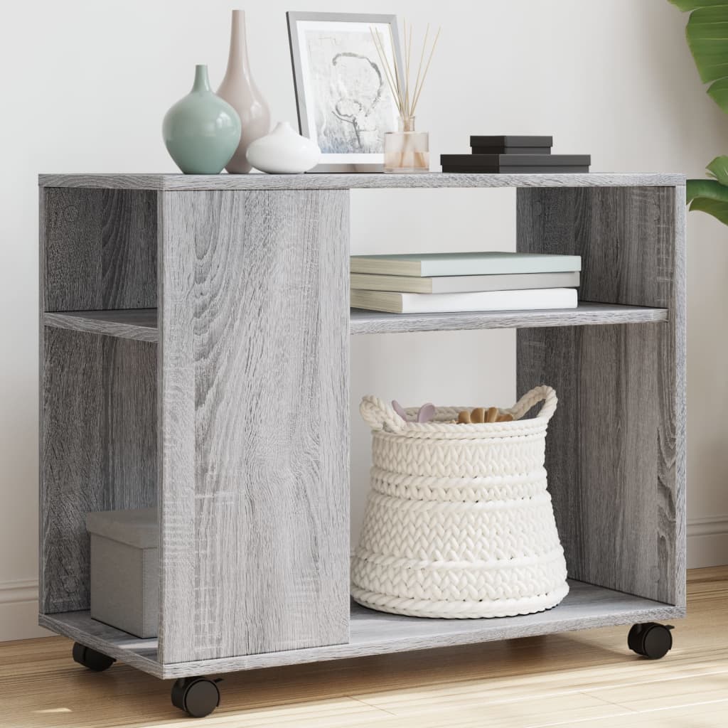 Bijzettafel met wieltjes 70x35x60 cm hout grijs sonoma eiken is nu te koop bij PeponiXL, paradijselijk wonen!