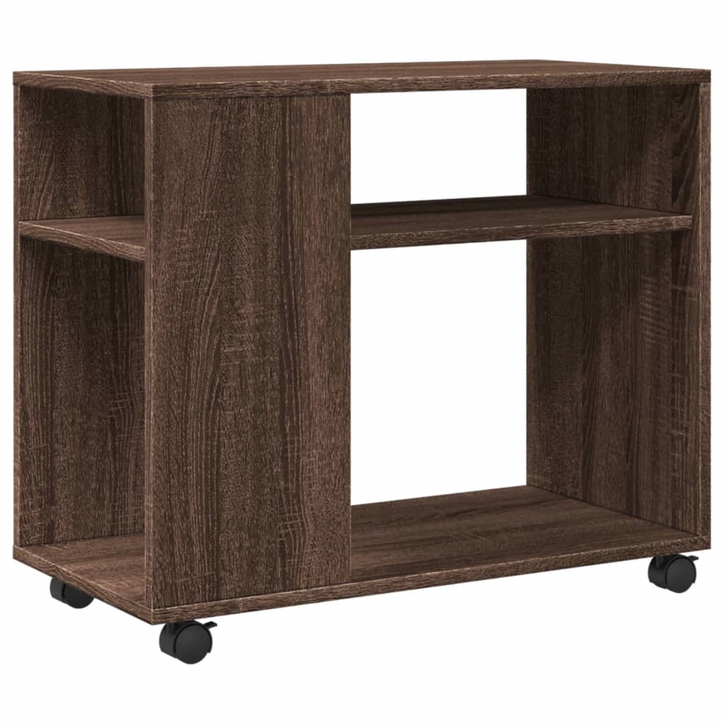 Bijzettafel met wieltjes 70x35x60 cm hout bruin eikenkleurig is nu te koop bij PeponiXL, paradijselijk wonen!