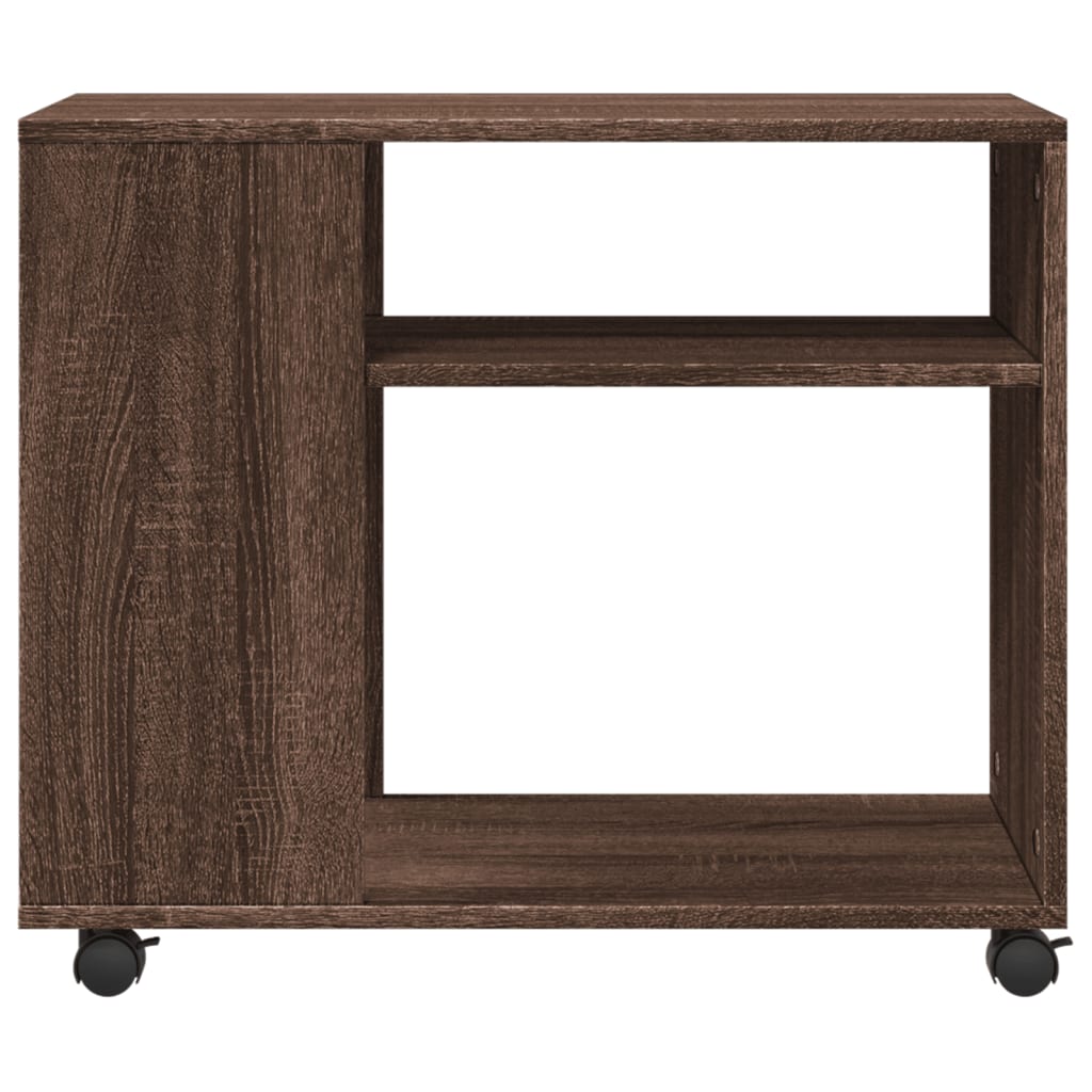 Bijzettafel met wieltjes 70x35x60 cm hout bruin eikenkleurig is nu te koop bij PeponiXL, paradijselijk wonen!