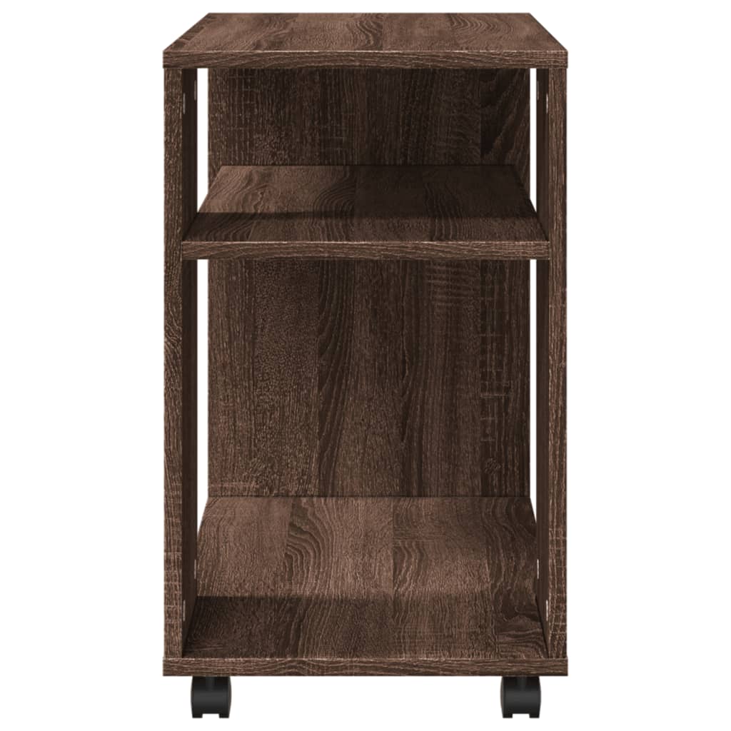 Bijzettafel met wieltjes 70x35x60 cm hout bruin eikenkleurig is nu te koop bij PeponiXL, paradijselijk wonen!