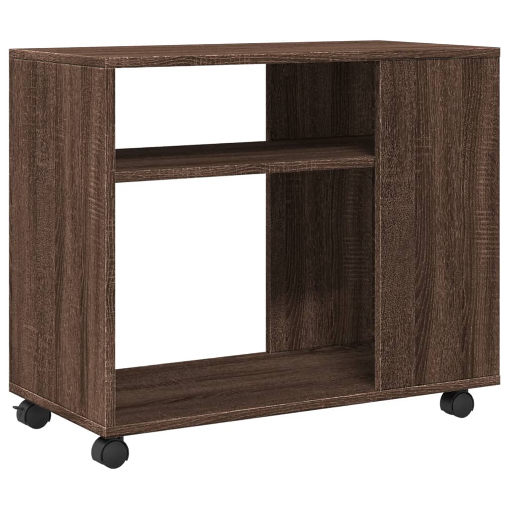 Bijzettafel met wieltjes 70x35x60 cm hout bruin eikenkleurig is nu te koop bij PeponiXL, paradijselijk wonen!