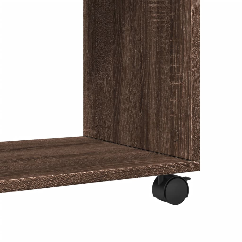 Bijzettafel met wieltjes 70x35x60 cm hout bruin eikenkleurig is nu te koop bij PeponiXL, paradijselijk wonen!