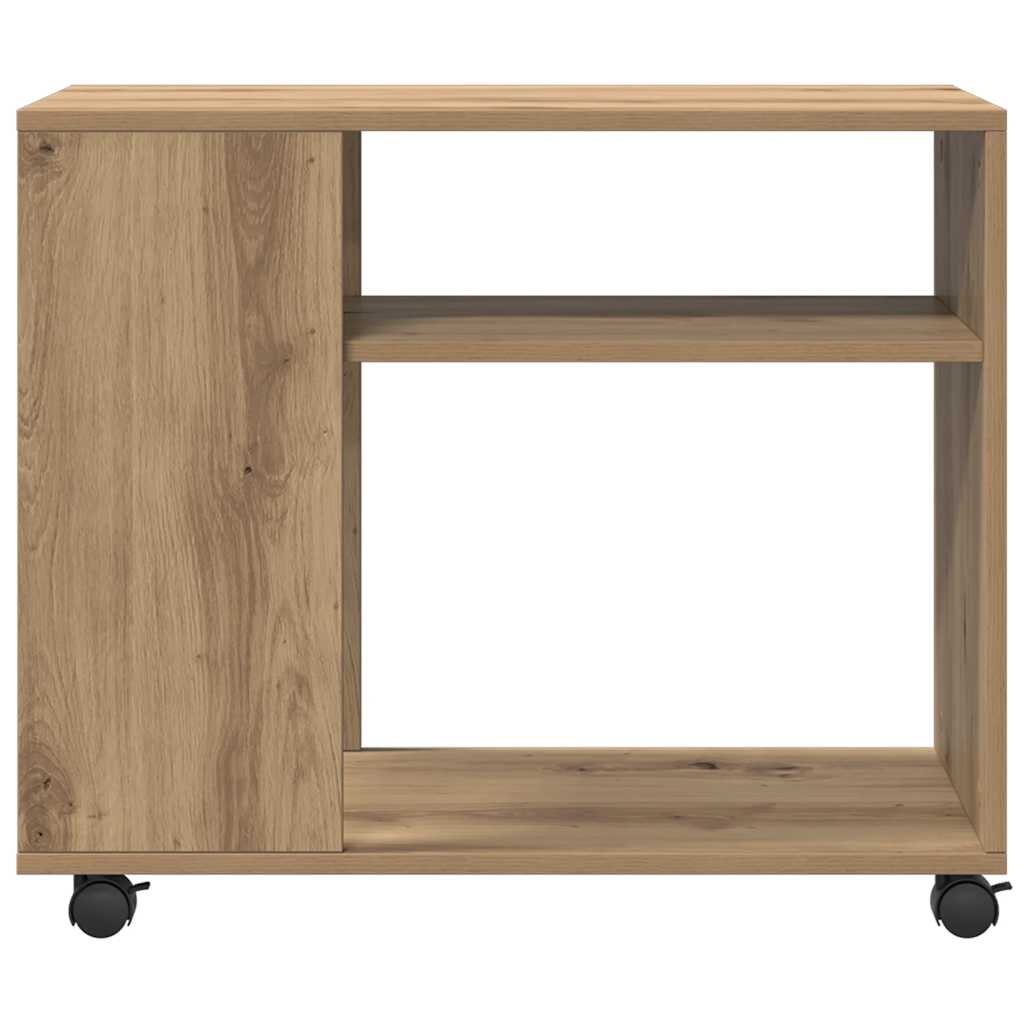 Bijzettafel met wieltjes 70x35x60 cm hout artisanaal eikenkleur is nu te koop bij PeponiXL, paradijselijk wonen!
