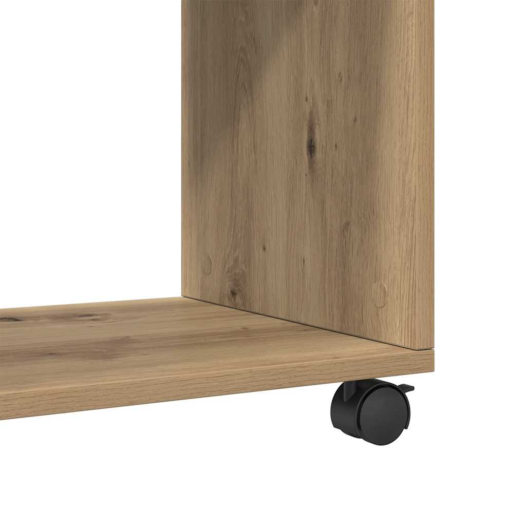Bijzettafel met wieltjes 70x35x60 cm hout artisanaal eikenkleur is nu te koop bij PeponiXL, paradijselijk wonen!
