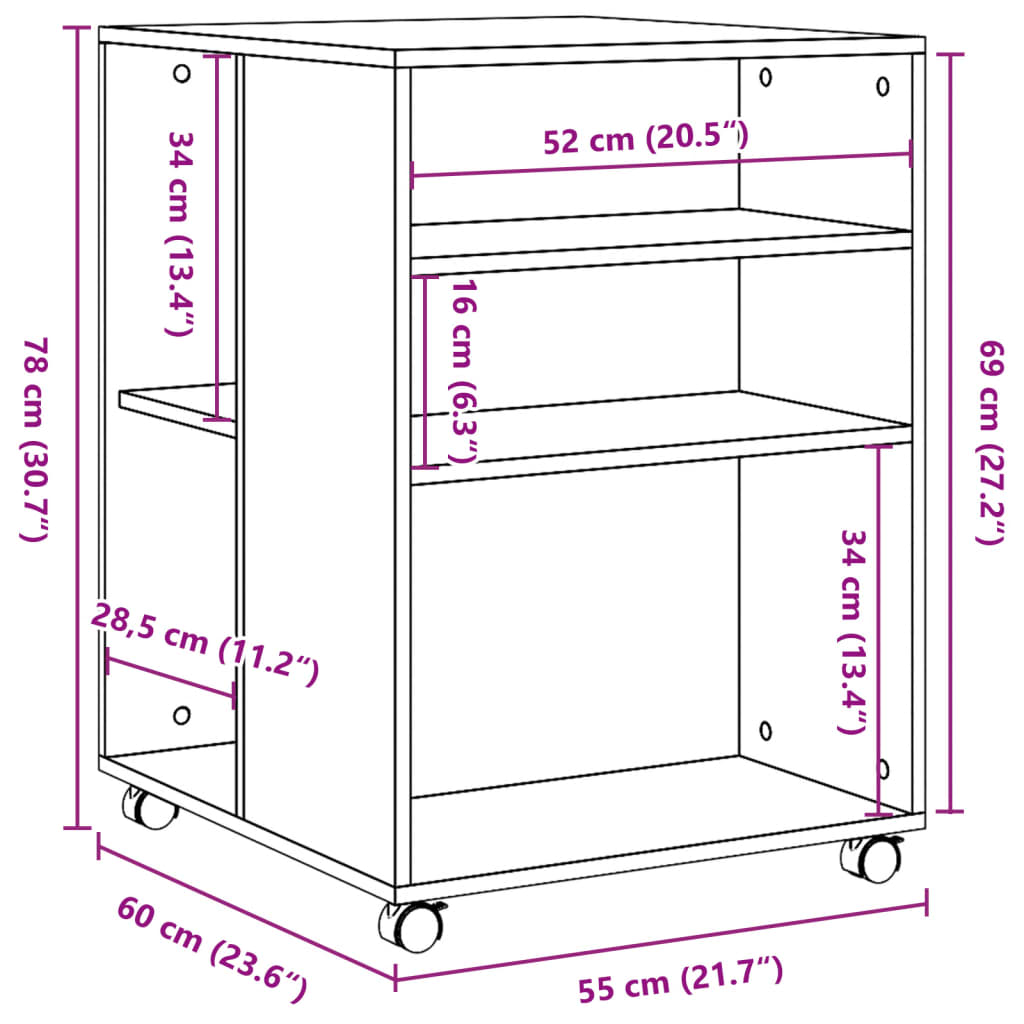 Bijzettafel met wieltjes 55x60x78 cm bewerkt hout zwart is nu te koop bij PeponiXL, paradijselijk wonen!