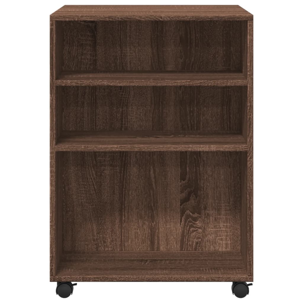 Bijzettafel met wieltjes 55x60x78 cm hout bruin eikenkleurig is nu te koop bij PeponiXL, paradijselijk wonen!