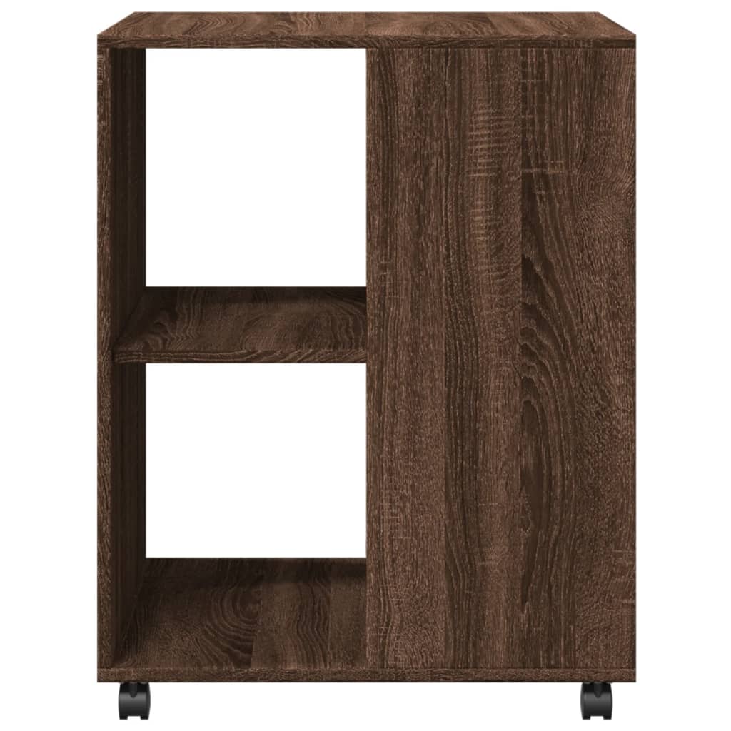 Bijzettafel met wieltjes 55x60x78 cm hout bruin eikenkleurig is nu te koop bij PeponiXL, paradijselijk wonen!