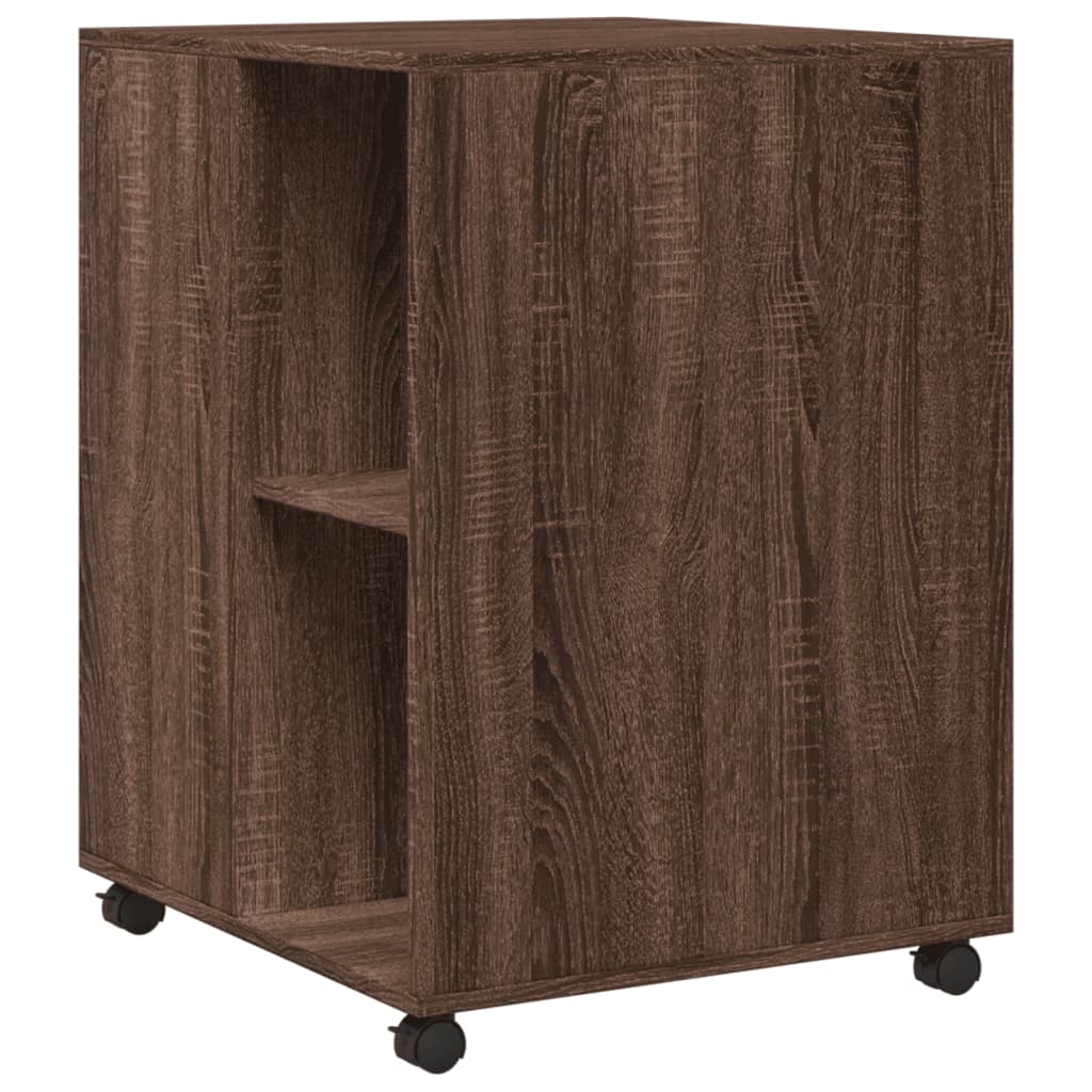 Bijzettafel met wieltjes 55x60x78 cm hout bruin eikenkleurig is nu te koop bij PeponiXL, paradijselijk wonen!
