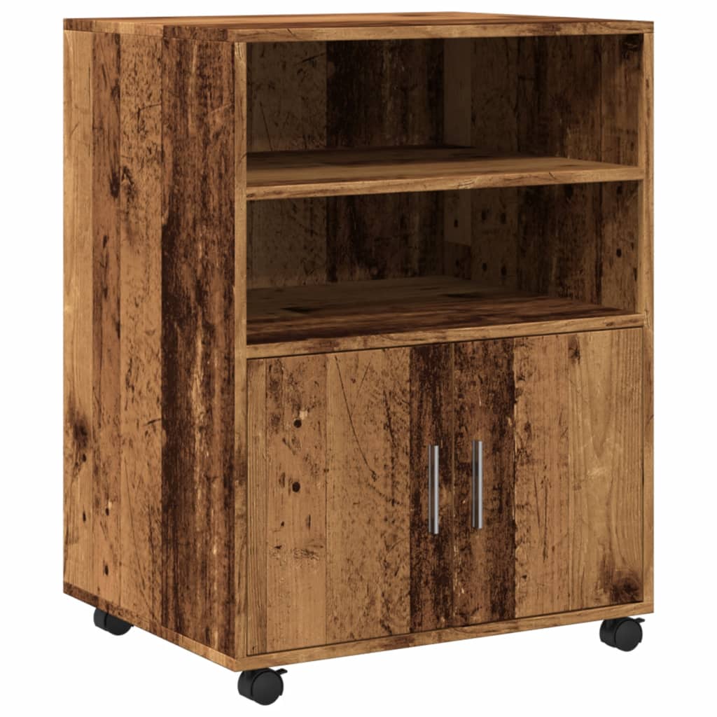 Rolkast 60x48x81 cm bewerkt hout oud houtkleurig is nu te koop bij PeponiXL, paradijselijk wonen!