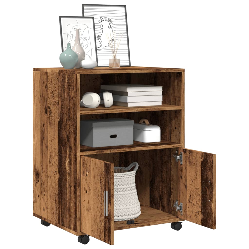 Rolkast 60x48x81 cm bewerkt hout oud houtkleurig is nu te koop bij PeponiXL, paradijselijk wonen!