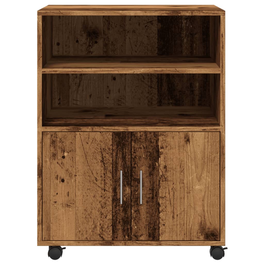 Rolkast 60x48x81 cm bewerkt hout oud houtkleurig is nu te koop bij PeponiXL, paradijselijk wonen!