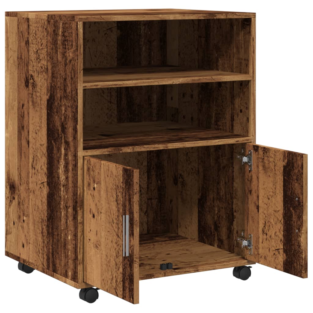 Rolkast 60x48x81 cm bewerkt hout oud houtkleurig is nu te koop bij PeponiXL, paradijselijk wonen!