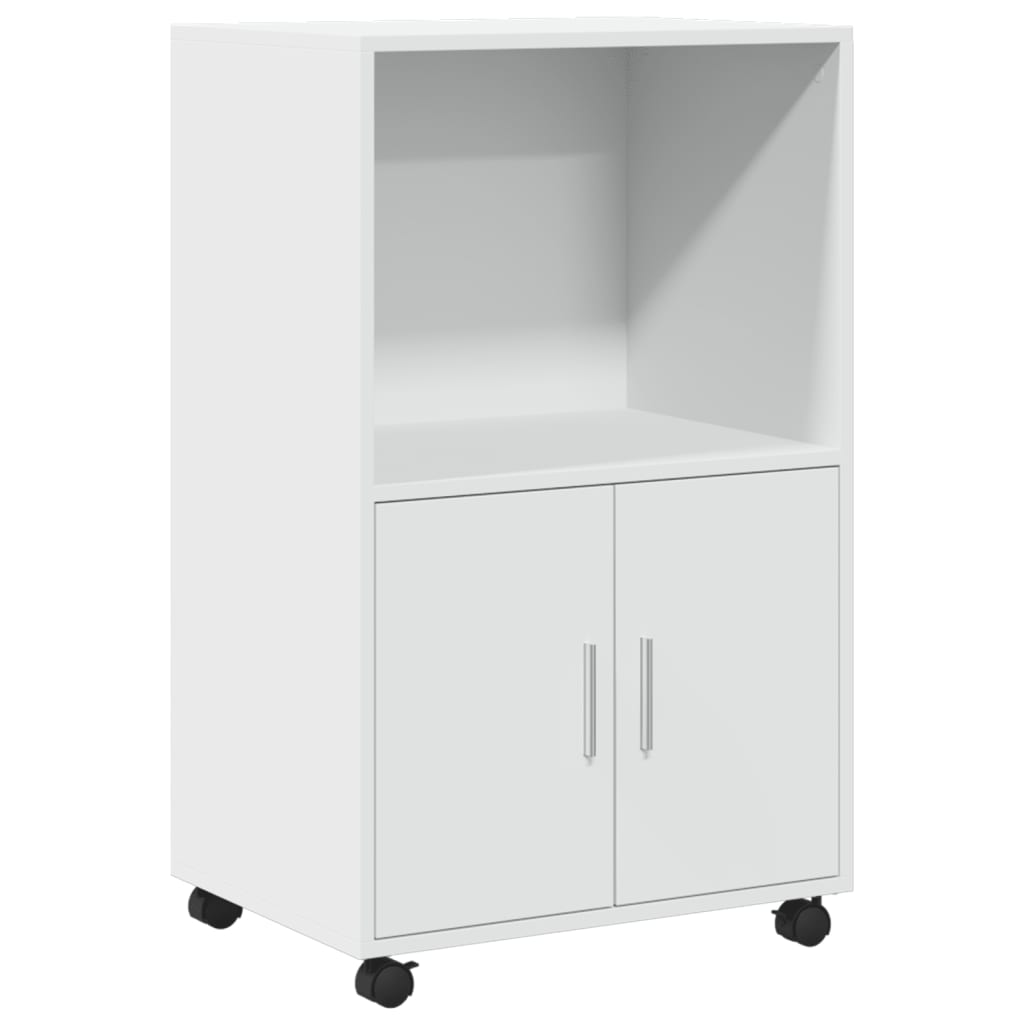 Rolkast 55x40x91 cm bewerkt hout wit is nu te koop bij PeponiXL, paradijselijk wonen!