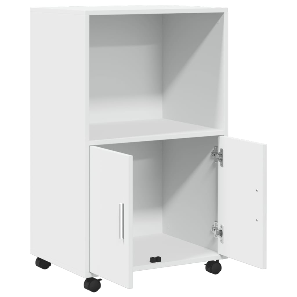 Rolkast 55x40x91 cm bewerkt hout wit is nu te koop bij PeponiXL, paradijselijk wonen!