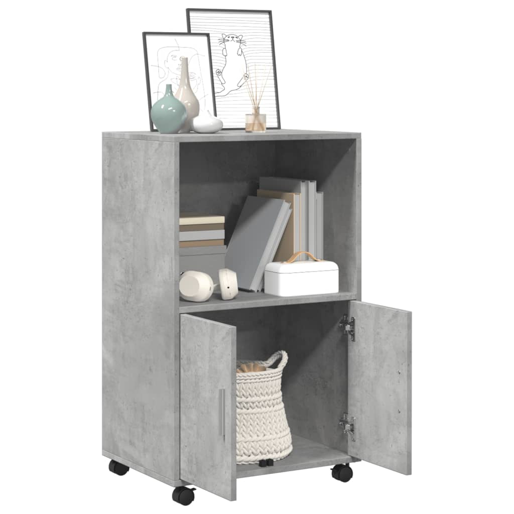Rolkast 55x40x91 cm bewerkt hout betongrijs is nu te koop bij PeponiXL, paradijselijk wonen!