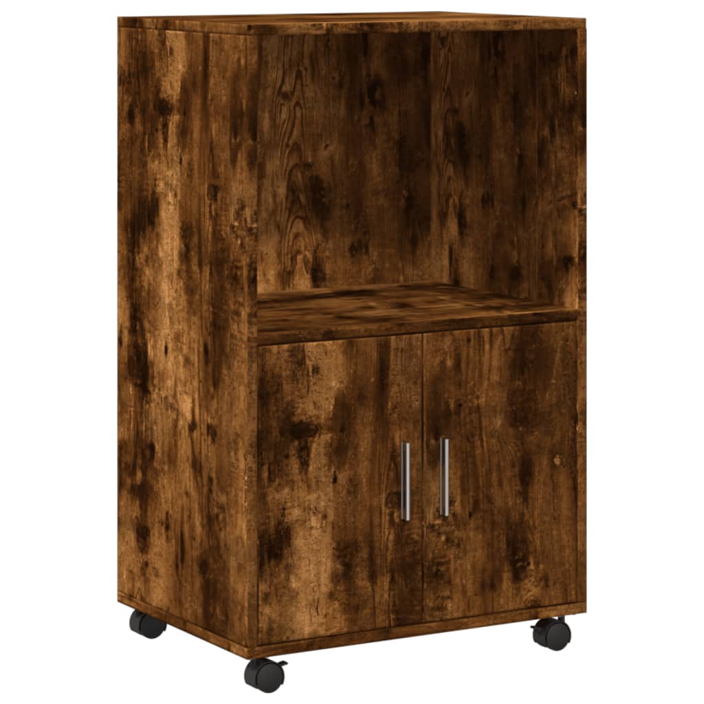 Rolkast 55x40x91 cm bewerkt hout gerookt eikenkleurig is nu te koop bij PeponiXL, paradijselijk wonen!