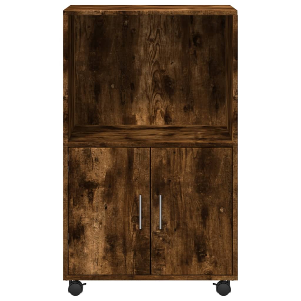 Rolkast 55x40x91 cm bewerkt hout gerookt eikenkleurig is nu te koop bij PeponiXL, paradijselijk wonen!