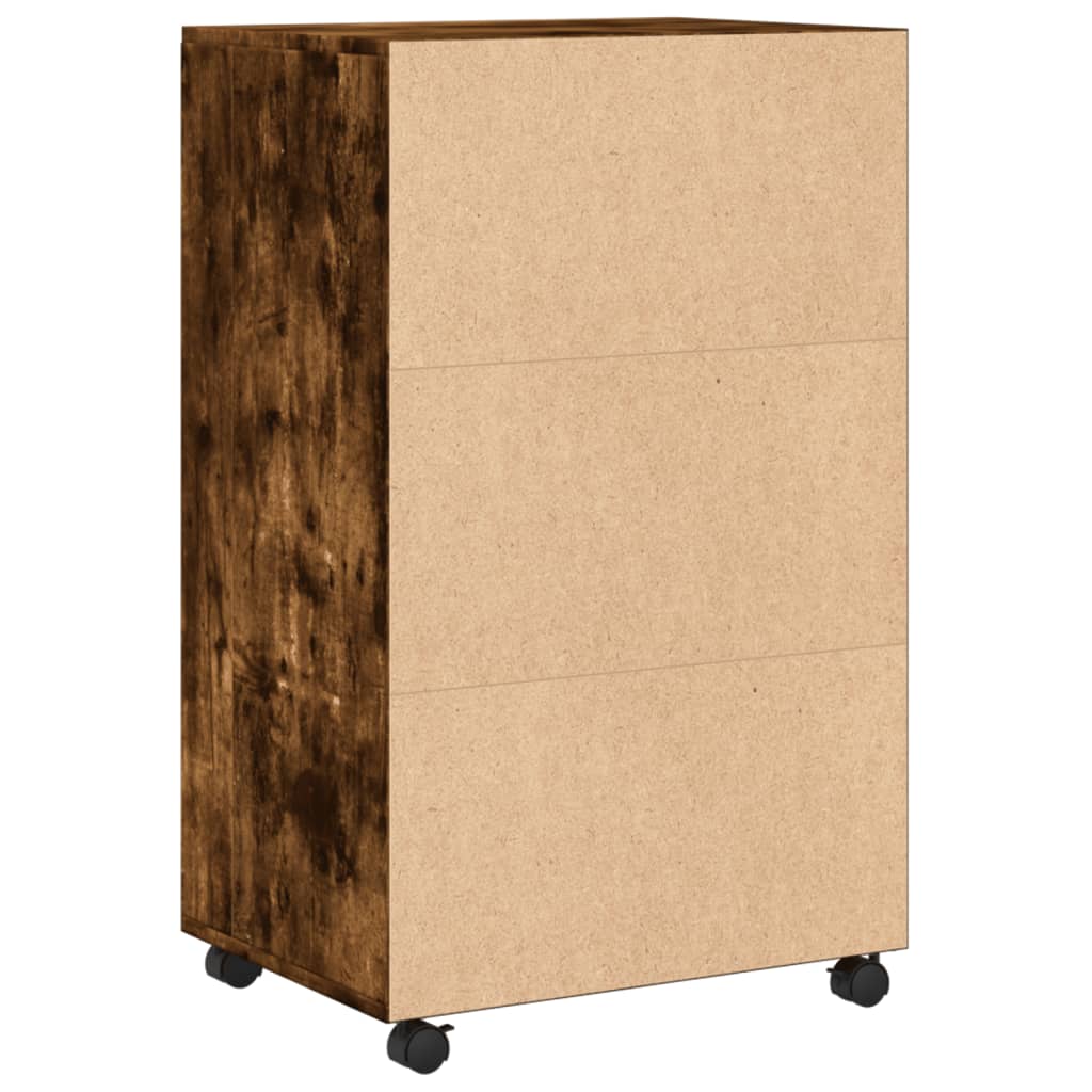 Rolkast 55x40x91 cm bewerkt hout gerookt eikenkleurig is nu te koop bij PeponiXL, paradijselijk wonen!