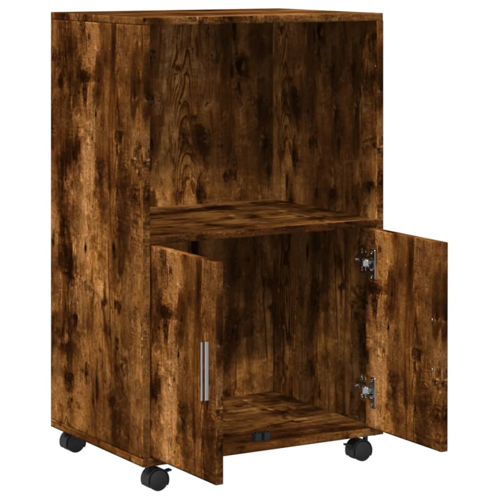 Rolkast 55x40x91 cm bewerkt hout gerookt eikenkleurig is nu te koop bij PeponiXL, paradijselijk wonen!