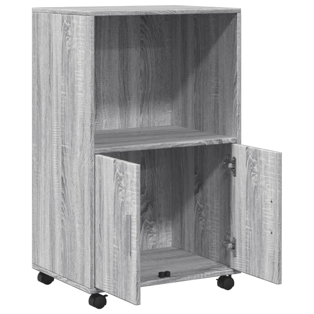 Rolkast 55x40x91 cm bewerkt hout grijs sonoma eikenkleurig is nu te koop bij PeponiXL, paradijselijk wonen!