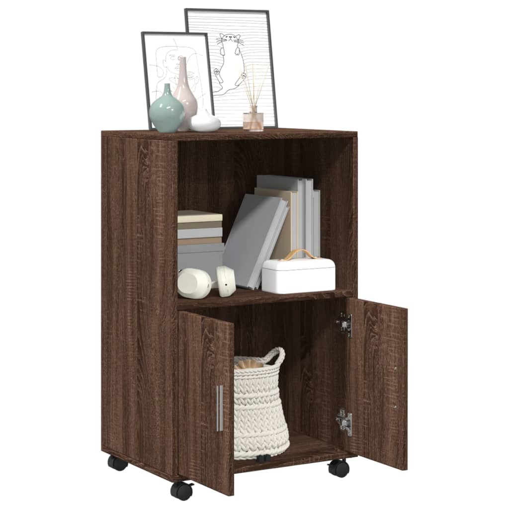 Rolkast 55x40x91 cm bewerkt hout bruin eikenkleurig is nu te koop bij PeponiXL, paradijselijk wonen!