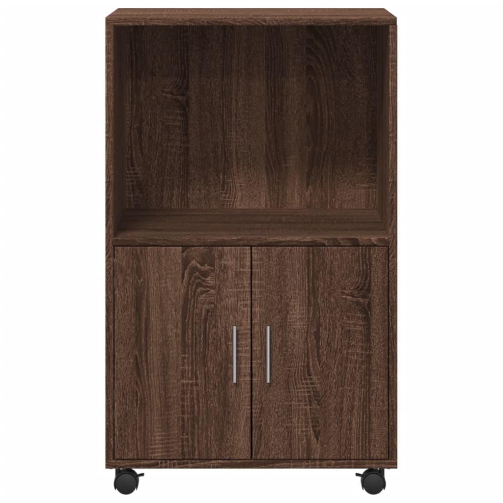Rolkast 55x40x91 cm bewerkt hout bruin eikenkleurig is nu te koop bij PeponiXL, paradijselijk wonen!