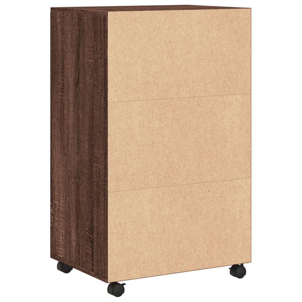 Rolkast 55x40x91 cm bewerkt hout bruin eikenkleurig is nu te koop bij PeponiXL, paradijselijk wonen!
