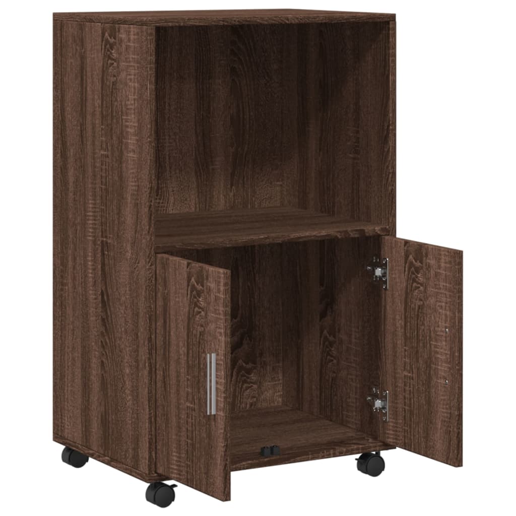 Rolkast 55x40x91 cm bewerkt hout bruin eikenkleurig is nu te koop bij PeponiXL, paradijselijk wonen!
