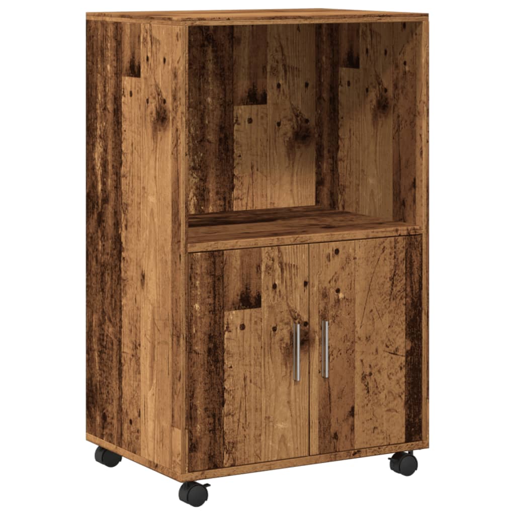 Rolkast 55x40x91 cm bewerkt hout oud houtkleurig is nu te koop bij PeponiXL, paradijselijk wonen!