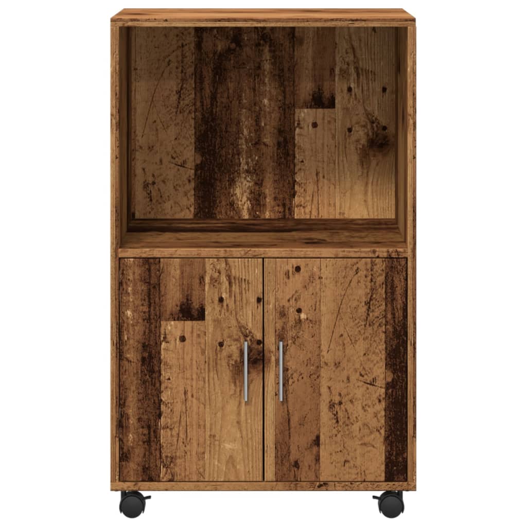 Rolkast 55x40x91 cm bewerkt hout oud houtkleurig is nu te koop bij PeponiXL, paradijselijk wonen!