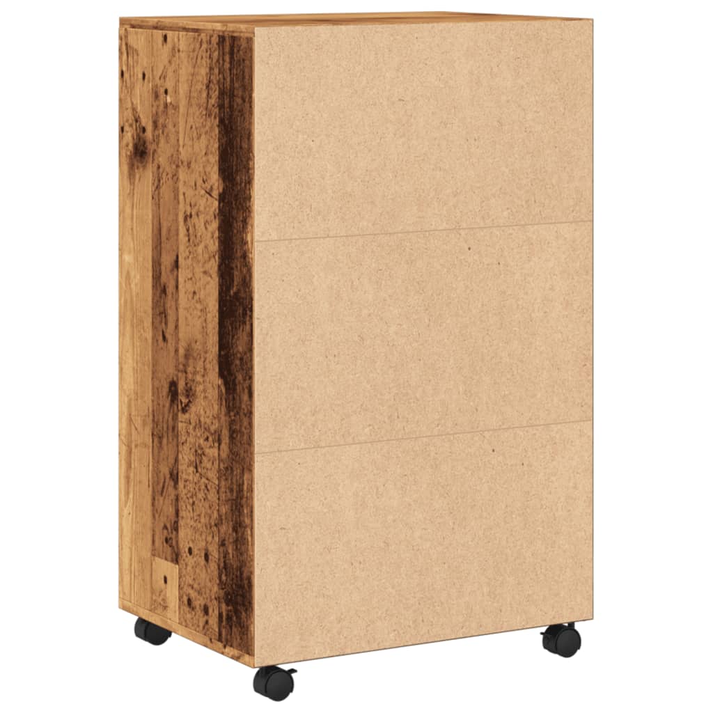 Rolkast 55x40x91 cm bewerkt hout oud houtkleurig is nu te koop bij PeponiXL, paradijselijk wonen!